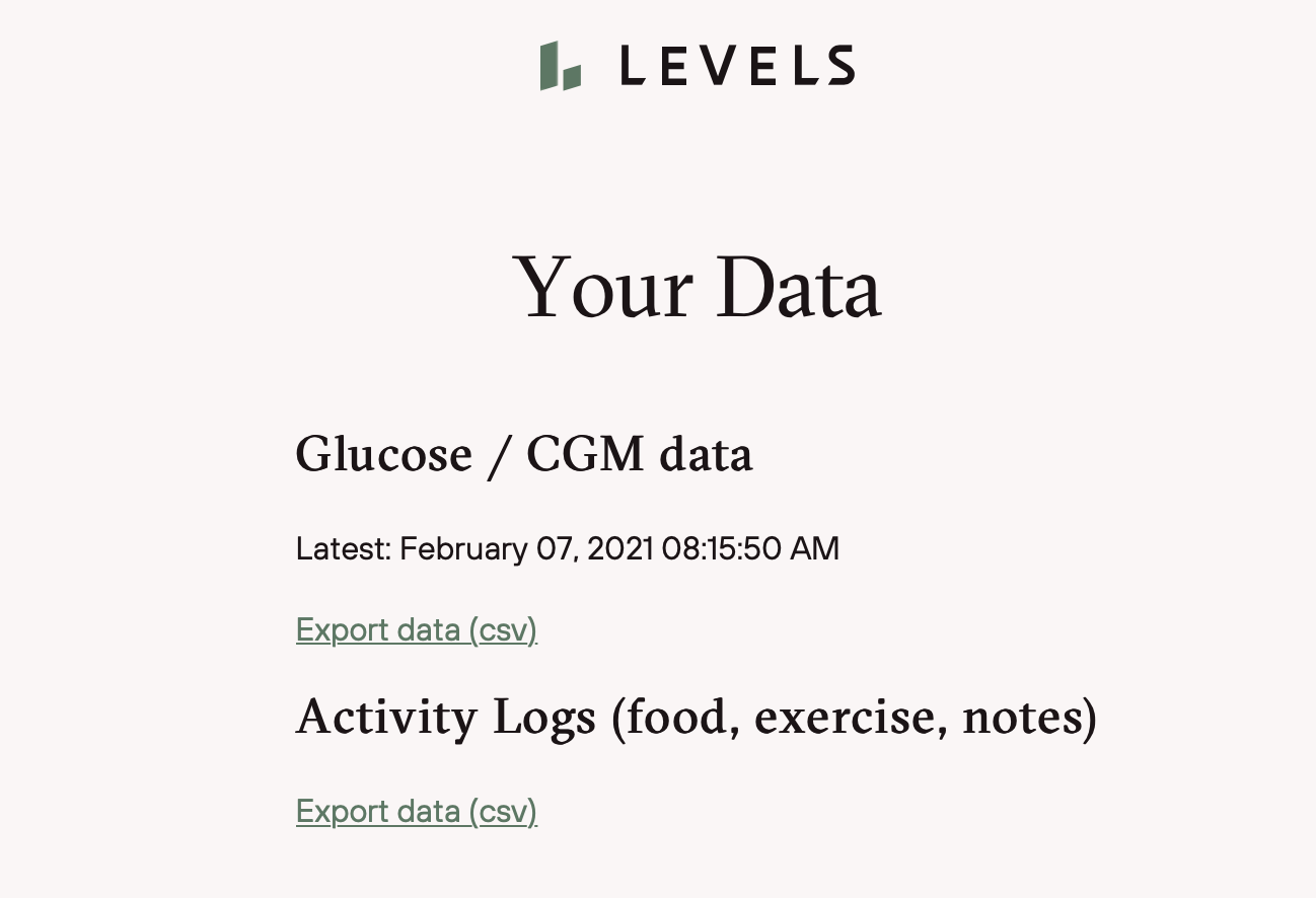 Levels Data Export